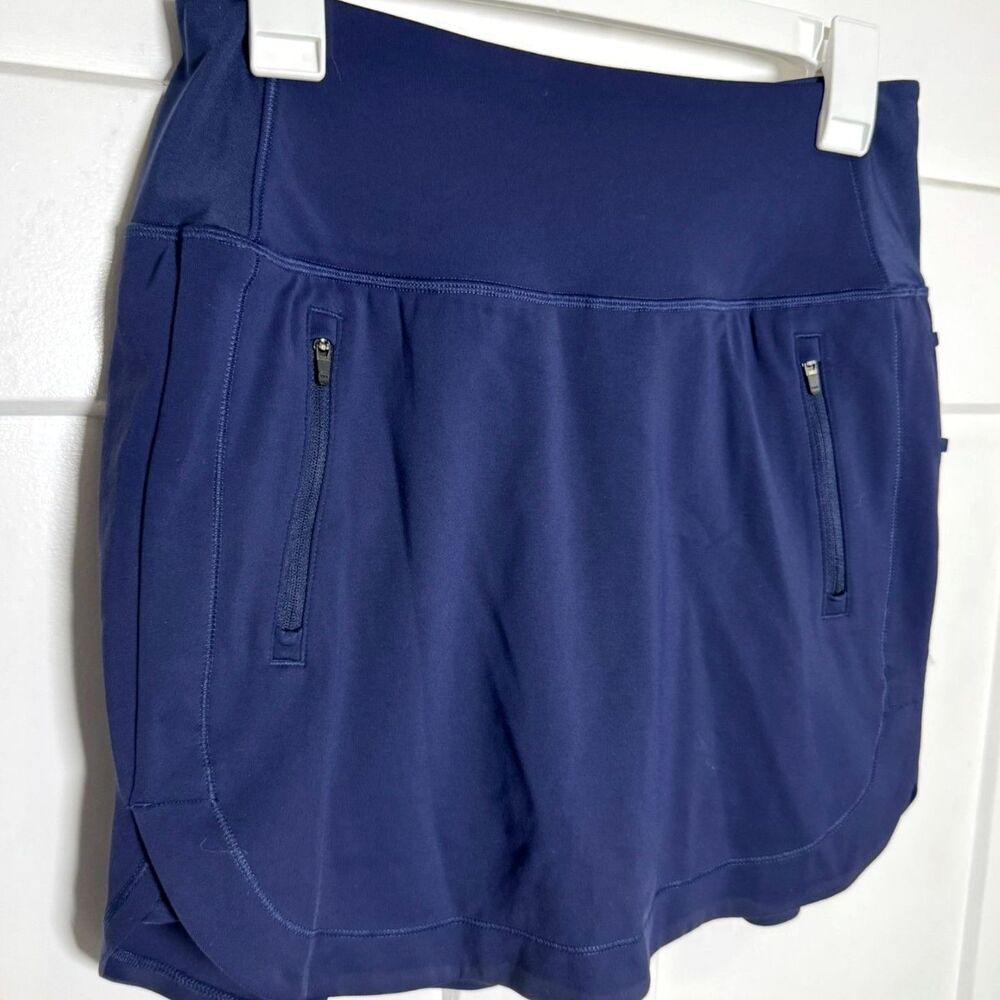 Athleta Fairway Golf Skort Skirt Womens S Navy 16" Tennis Pickleball Zip Pockets